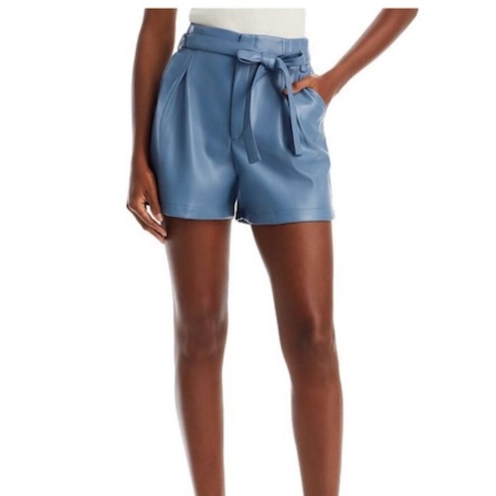 Lucy Paris Faux Leather Blue Shorts